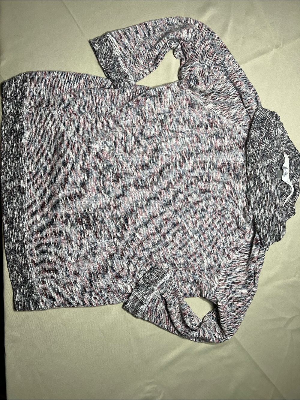 CJ Banks Mixed Marled Hooded Pullover in Pink, Gray & White